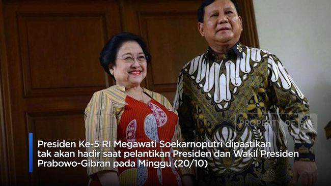 Megawati Tak Hadiri Pelantikan Prabowo-Gibran Besok, Ini Alasannya