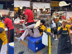 Keren! Wanita Ini Hadirkan Atraksi Lempar Adonan Saat Jualan Pizza