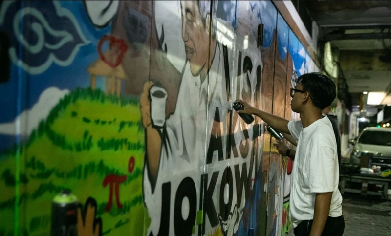 Mural 10 Th Jokowi di Solo. (Ist) Mural 10 Th Jokowi di Solo. (Ist)