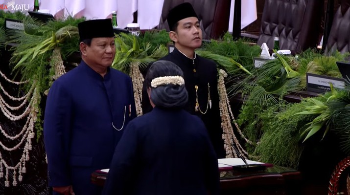 Pelantikan Presiden dan Wakil Presiden Republik Indonesia Masa Jabatan 2024-2029, 20 Okt 2024. (Tangkapan Layar Youtube)