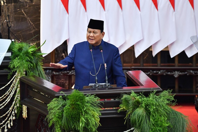 Pelantikan Presiden dan Wakil Presiden RI, Prabowo Subianto - Gibran Rakabuming di MPR RI. (Pool DPR/MPR RI) Pelantikan Presiden dan Wakil Presiden RI, Prabowo Subianto - Gibran Rakabuming di MPR RI. (Pool DPR/MPR RI)