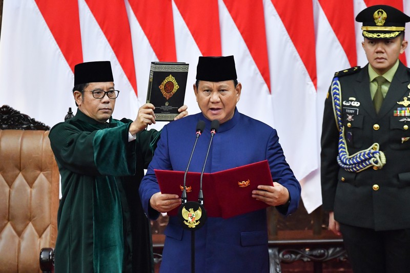 Pelantikan Presiden dan Wakil Presiden RI, Prabowo Subianto - Gibran Rakabuming di MPR RI. (Pool DPR/MPR RI)