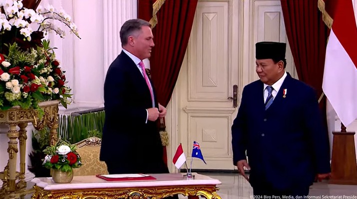 Pertemuan Bilateral Presiden Prabowo dengan Wakil PM Australia Richard Marles, 20 Okt 2024 (Tangkapan Layar Youtube)