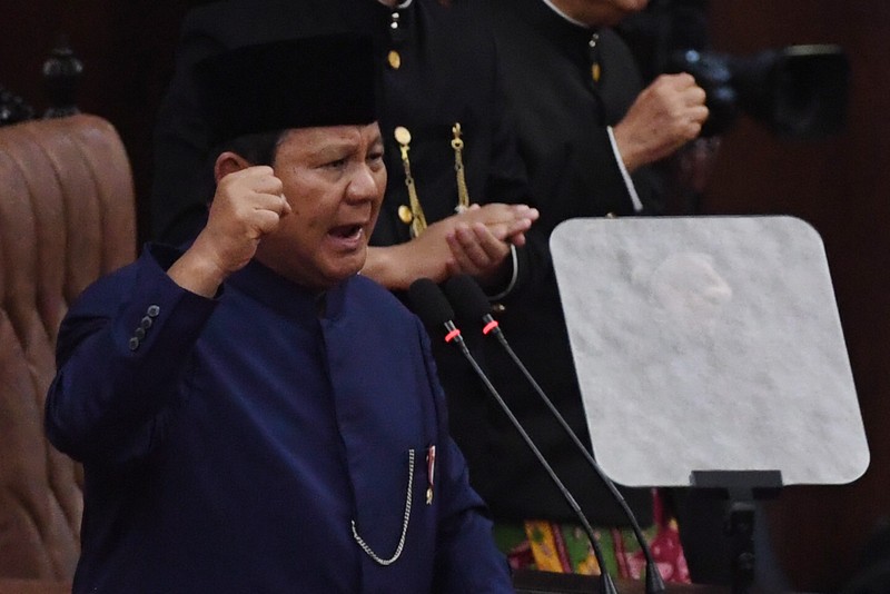 Pelantikan Presiden dan Wakil Presiden RI, Prabowo Subianto - Gibran Rakabuming di MPR RI. (Pool DPR/MPR RI) Pelantikan Presiden dan Wakil Presiden RI, Prabowo Subianto - Gibran Rakabuming di MPR RI. (Pool DPR/MPR RI)