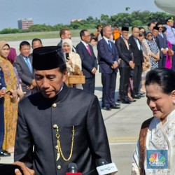 Ramai Menteri Lepas Jokowi Pulang Kampung di Bandara Halim