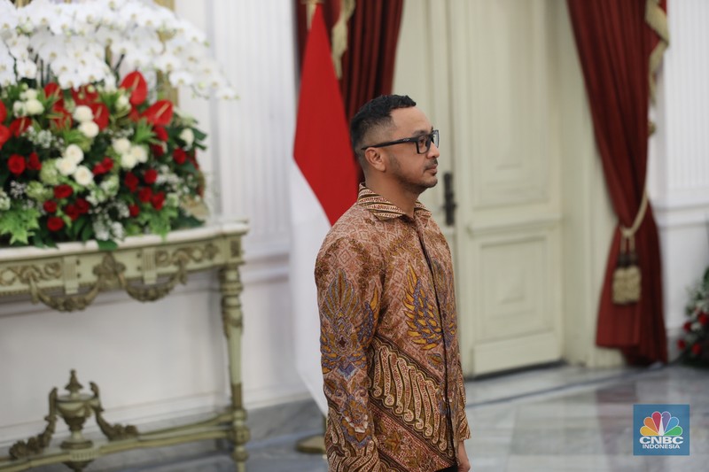 Presiden RI Prabowo Subianto mengumumkan nama nama menteri kabinet merah putih di Istana Negara, Jakarta, Minggu, 20/10. (CNBC Indonesia Tri Susilo)