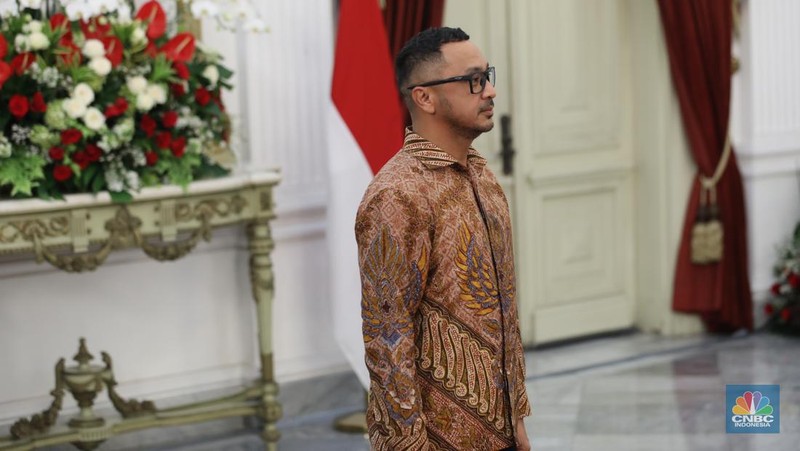 Presiden RI Prabowo Subianto mengumumkan nama nama menteri kabinet merah putih di Istana Negara, Jakarta, Minggu, 20/10. (CNBC Indonesia Tri Susilo)