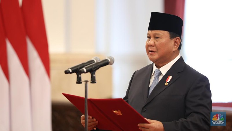 Pelantikan Menteri Kabinet Merah Putih Masa Jabatan 2024-2029, Istana Negara, Jakarta, Senin (21/10/2024). (CNBC Indonesia/Tri Susilo)