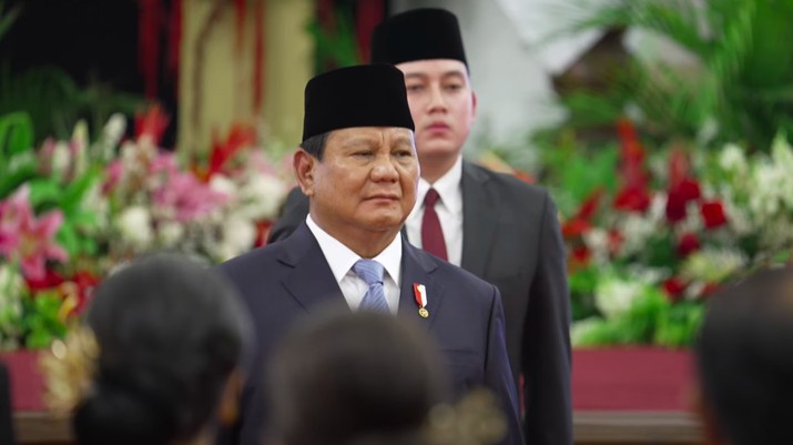 Presiden Prabowo Subianto melantik Wakil Menteri di Istana Merdeka, Jakarta, Senin (21/10/2024). (YouTube/Sekretariat Presiden)