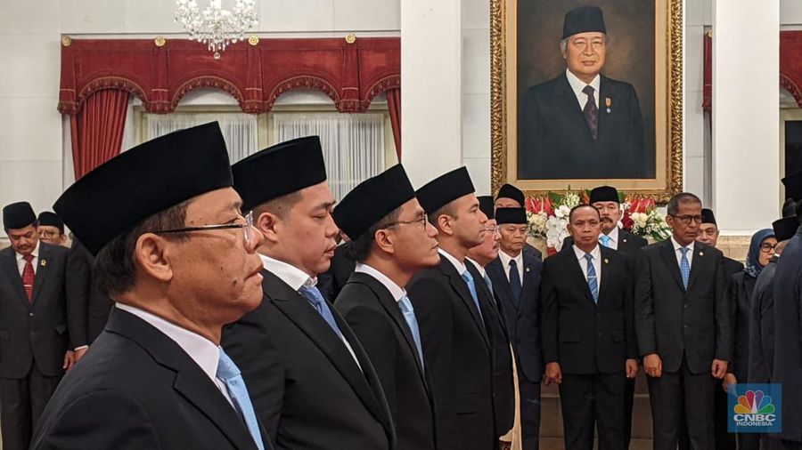 Pelantikan Pejabat Negara di Istana Negara, Jakarta, Selasa (22/10/2024). (CNBC Indonesia/Emir Yanwardhana)