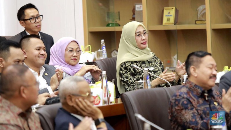 Politikus Partai Kebangkitan Bangsa yang juga anggota DPR RI Anggia Ermarini terpilih sebagai ketua komisi VI DPR RI periode 2024-2029 di Gedung Nusantara 1, DPR RI, Jakarta, Selasa (22/20/2024). (CNBC Indonesia/Muhammad Sabki)