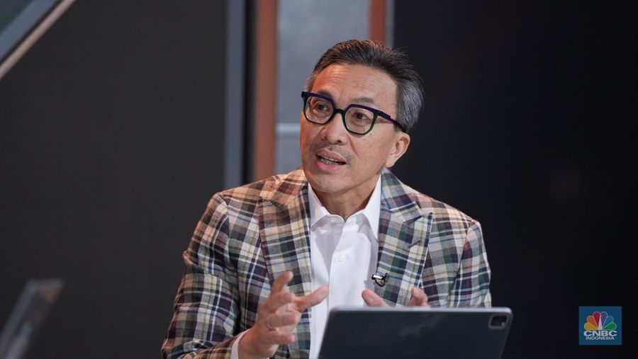Presiden Direktur Superbank, Tigor M. Siahaan dalam Road To CNBC Indonesia Awards 2024 di Jakarta, Selasa (22/10/2024). (CNBC Indonesia/Tri Susilo)