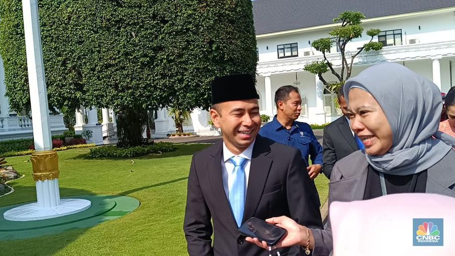 Raffi Ahmad tiba di Istana Negara, Jakarta, Selasa (22/10/2024). (վ/Emir Yanwardhana)