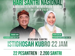 Cara Unik Syakur-Putri Peringati Hari Santri Nasional di Garut