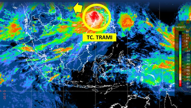 Muncul Siklon Tropis Trami, Hujan Lebat-Angin Kencang OTW Wilayah Ini