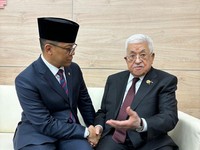 Sugiono Temui Presiden Palestina Mahmoud Abbas di Rusia, Bicara Begini