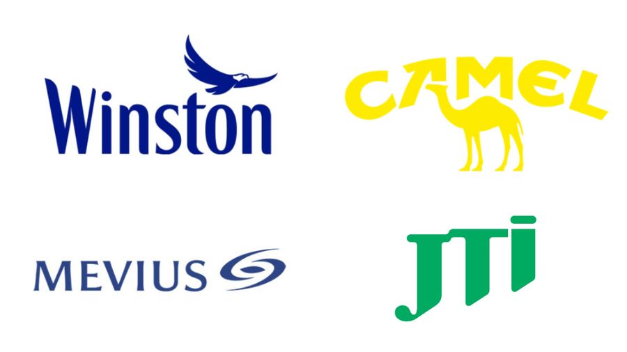 Kombinasi logo, Winston, Camel, Mevius, JTI. (Tangkapan Layar)