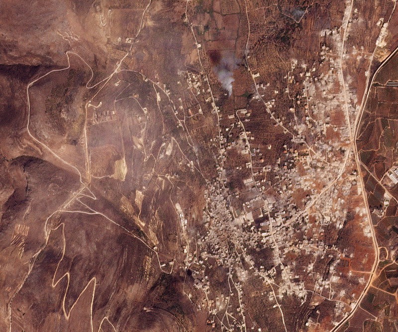 Citra satelit menunjukkan Yaroun sebelum penghancuran, di Lebanon 24 Oktober 2023. Citra satelit menunjukkan Yaroun sebelum penghancuran, di Lebanon 24 Oktober 2023. (Planet Labs Inc/Handout via REUTERS)