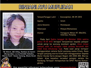 Ciri-ciri Rinjani Ayu Muflidah Bocah Gunungkidul yang Dilaporkan Hilang