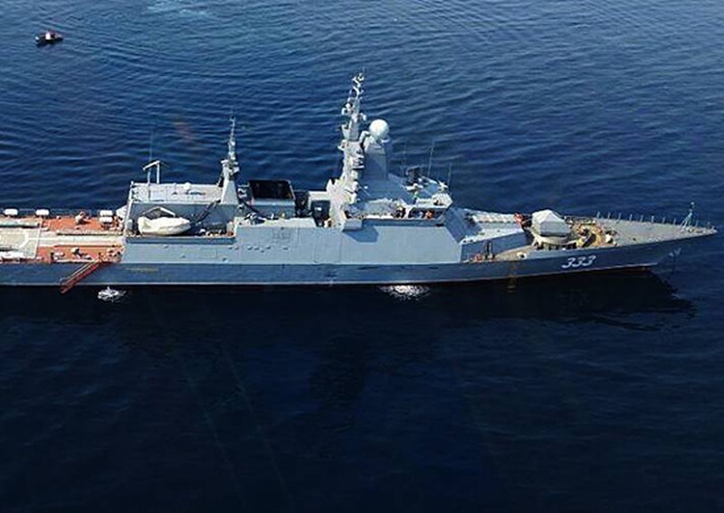 Gambar diam dari video yang dirilis oleh Kementerian Pertahanan Rusia menunjukkan kapal perang Rusia selama latihan angkatan laut staf dan komando strategis 