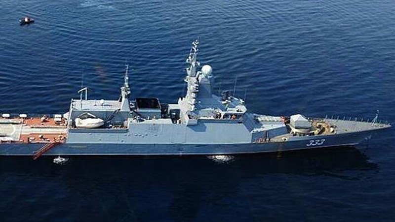 Gambar diam dari video yang dirilis oleh Kementerian Pertahanan Rusia menunjukkan kapal perang Rusia selama latihan angkatan laut staf dan komando strategis 