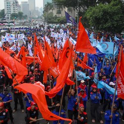 2 Kekuatan Buruh Terbesar di RI Bergabung, Kawasan Patung Kuda Lumpuh!
