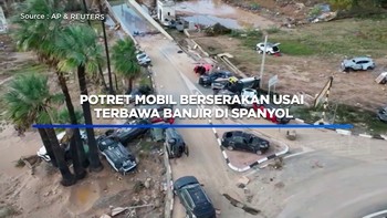 Video: Penampakan Mobil Berserakan Usai Terbawa Banjir di Spanyol