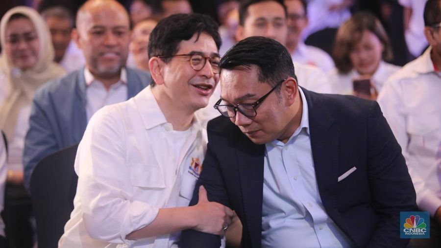 Calon Gubernur Jakarta nomor urut 01, Ridwan Kamil dalam acara KADIN DKI Jakarta mencari pemimpin DKJ di Menara Bank Mega, Jakarta, Rabu (6/11/2024). (²©²ÊÍøÕ¾/Faisal Rahman)