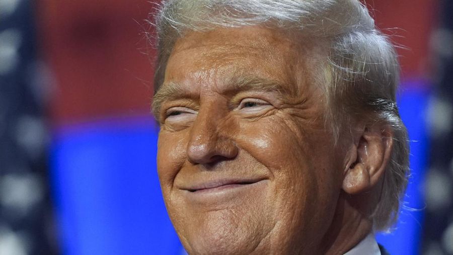 Republican presidential nominee former President Donald Trump smiles at an election night watch party at the Palm Beach Convention Center, Wednesday, Nov. 6, 2024, in West Palm Beach, Fla. (AP Photo/Evan Vucci)