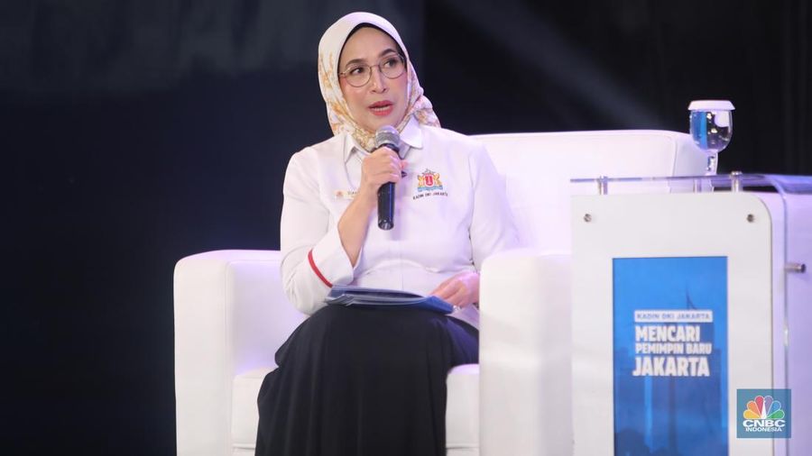 Ketua Umum KADIN DKI Jakarta, Diana Dewi dalam acara KADIN DKI Jakarta mencari pemimpin DKJ di Menara Bank Mega, Jakarta, Rabu (6/11/2024). (CNBC Indonesia/Faisal Rahman)