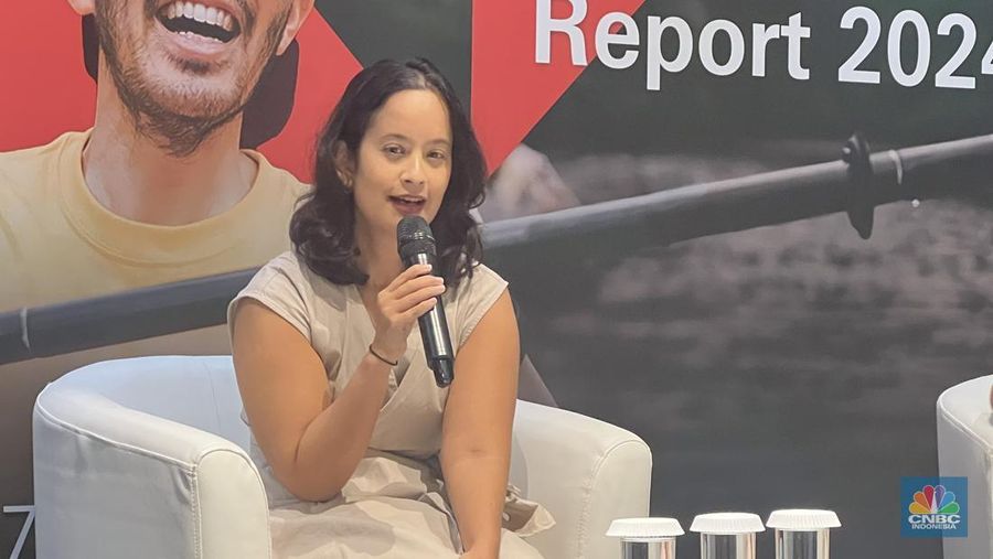 Muara Makarim, Self Love & Purpose Coach dalam acara Briefing hasil riset terbaru HSBC Quality of Life Report 2024 di Jakarta Pusat, Kamis (7/11/2024). (CNBC Indonesia/Lynda Hasibuan)