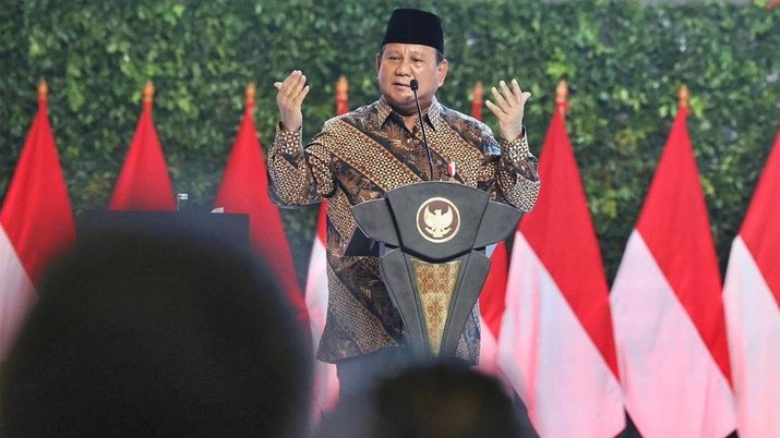 Presiden Prabowo Subianto saat menghadiri Rapat Koordinasi Nasional. (X @prabowo)