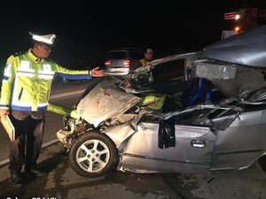 Ayla Dikendarai Anggota PJR Polda Lampung Kecelakaan di Tol, Satu Orang Tewas