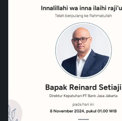 Kabar Duka, Direktur Bank Saqu Reinard Setiaji Meninggal Dunia