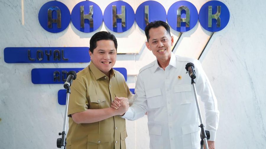 Menteri BUMN Erick Thohir dan Kepala badan Pengendalian Pembangunan dan Investigasi Khusus Aries Marsudiyanto. (Dok. Istimewa)