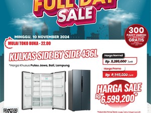 Kulkas Dua Pintu di Transmart Full Day Sale Diskon 2 Jutaan
