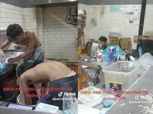 Karyawan Gerai Ayam Tanpa Baju saat Siapkan Makanan, Ini Klarifikasinya