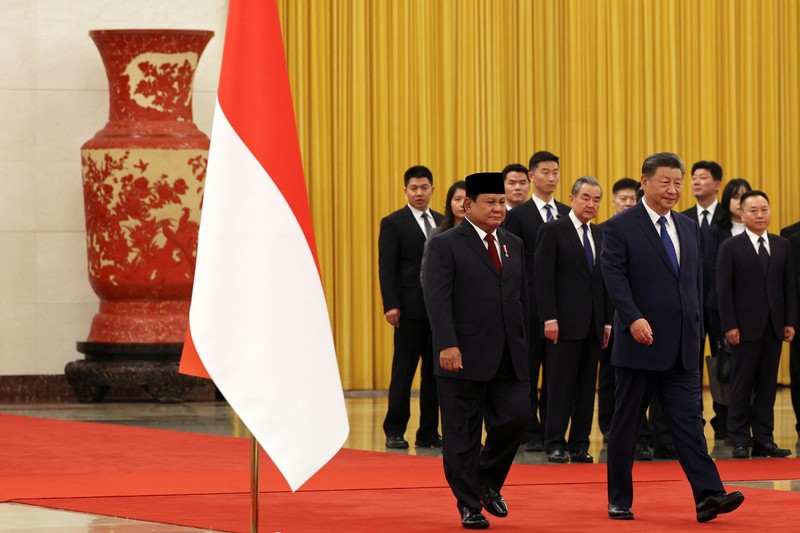 Presiden RI Prabowo Subianto bertemu Presiden China Xi Jinping di Beijing. (REUTERS/Florence Lo/Pool)
