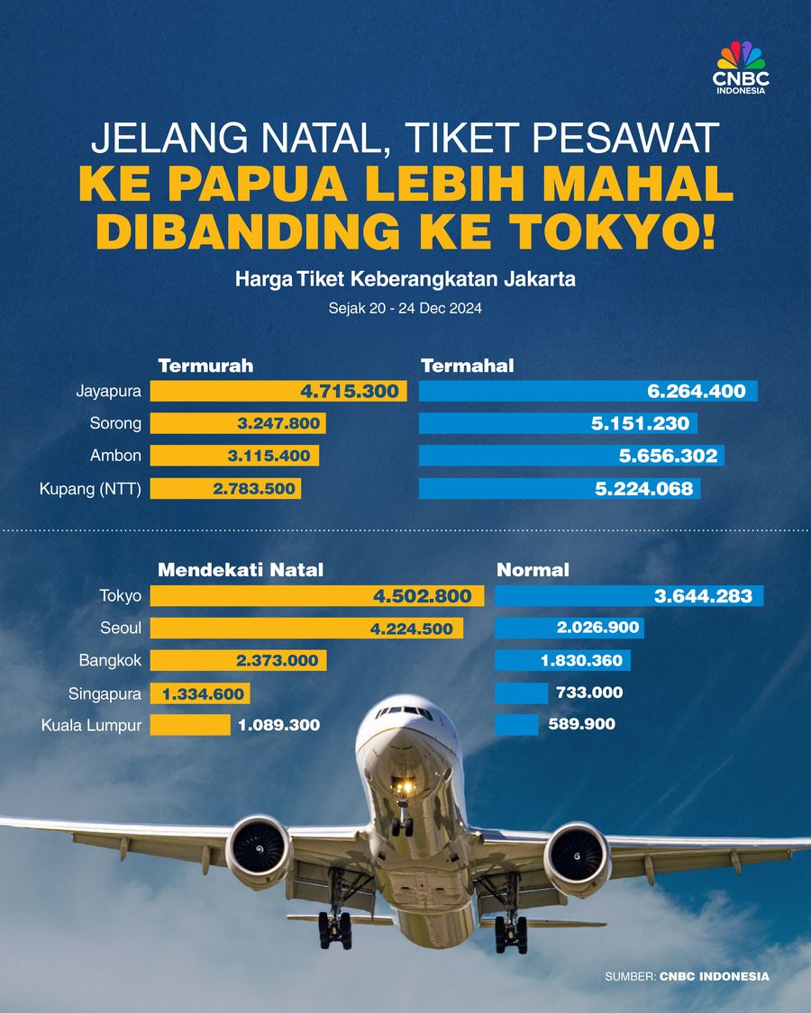Jelang Natal, Tiket Pesawat ke Papua Lebih Mahal Dibanding ke Tokyo!