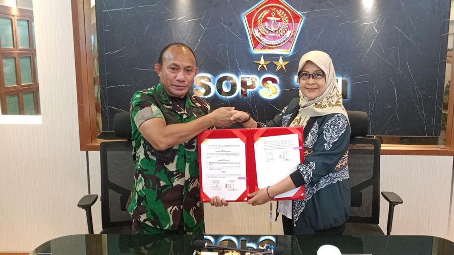 Badan Aksesibilitas Telekomunikasi dan Informasi (BAKTI) Kementerian Komunikasi dan Digital Republik Indonesia dan Mabes TNI membahas rencana usulan titik lokasi konektivitas pos-pos TNI AL dengan layanan Satelit Republik Indonesia 1 melalui program BAKTI AKSI. (Istimewa)