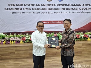 Kemenko PMK dan Badan Geospasial Teken MoU Lanjutkan Kebijakan Satu Peta