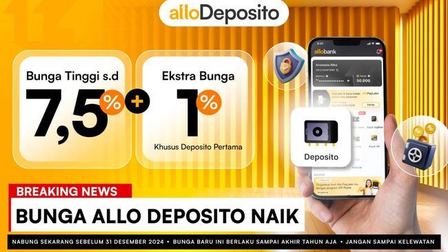 Allo Bank Tingkatkan Bunga Deposito 8,5%, Hingga Akhir Tahun!