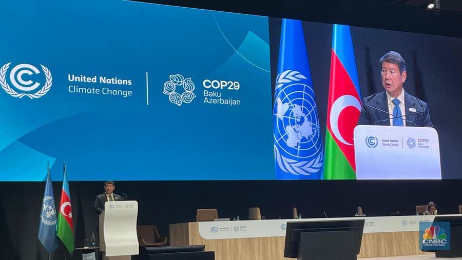 Utusan Khusus Presiden untuk Perubahan Iklim dan Energi Hashim Djojohadikusumo di COP29 di Baku, Azerbaijan, Selasa (12/11/2024). (CNBC Indonesia)