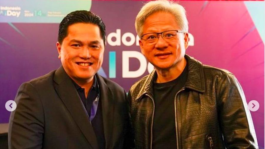 Menteri BUMN Erick Thohir bertemu dengan pendiri Nvidia Jensen Huang. (Instagram @erickthohir)