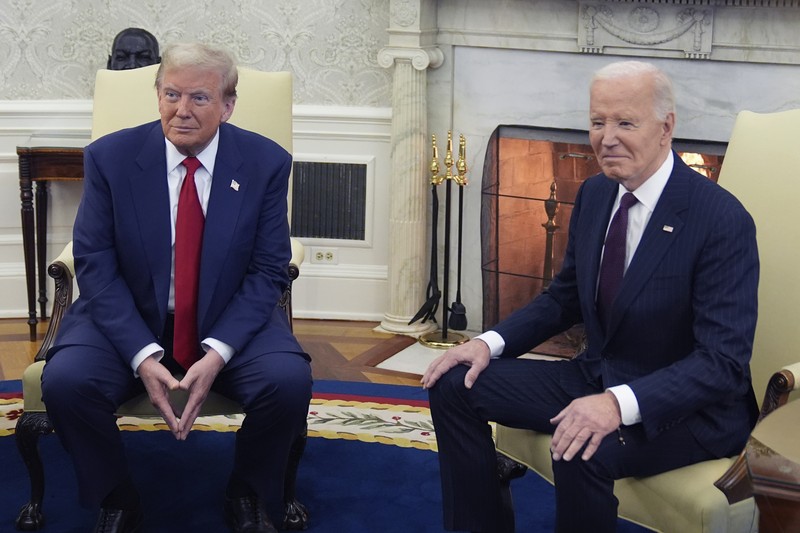 Presiden Joe Biden bertemu dengan Presiden terpilih Donald Trump di Ruang Oval Gedung Putih, Rabu, 13 November 2024, di Washington. Presiden Joe Biden bertemu dengan Presiden terpilih Donald Trump di Ruang Oval Gedung Putih, Rabu, 13 November 2024, di Washington. (AP Photo/Evan Vucci)