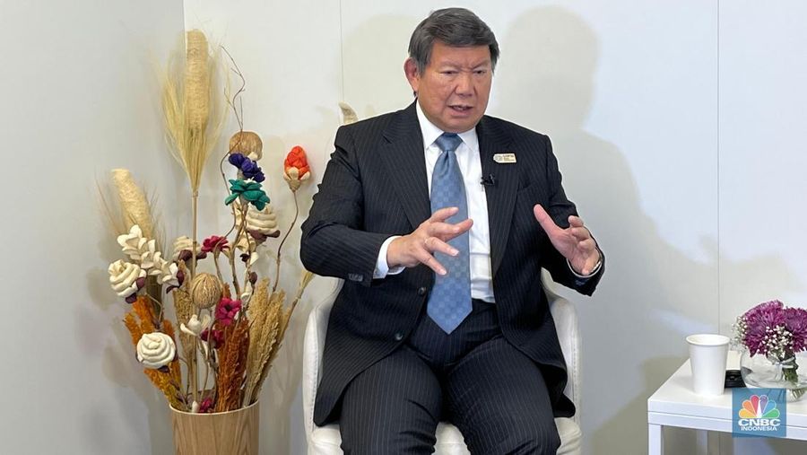 Utusan Khusus Presiden untuk Perubahan Iklim dan Energi Hashim Djojohadikusumo saat diwawancara ²©²ÊÍøÕ¾ di COP29 Baku, Azerbaijan, Rabu (13/11/2024). (²©²ÊÍøÕ¾ Indnonesia)