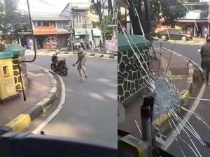 Geger Aksi Gila Pemotor Lempar Batu ke Bus TJ, Ternyata Ini Motifnya