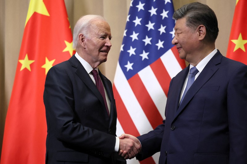 Presiden AS Joe Biden bertemu Presiden China Xi Jinping di sela-sela KTT Kerja Sama Ekonomi Asia-Pasifik (APEC) di Lima, Peru, Sabtu (16/11/2024). (REUTERS/Leah Millis) Presiden AS Joe Biden bertemu Presiden China Xi Jinping di sela-sela KTT Kerja Sama Ekonomi Asia-Pasifik (APEC) di Lima, Peru, Sabtu (16/11/2024). (REUTERS/Leah Millis)
