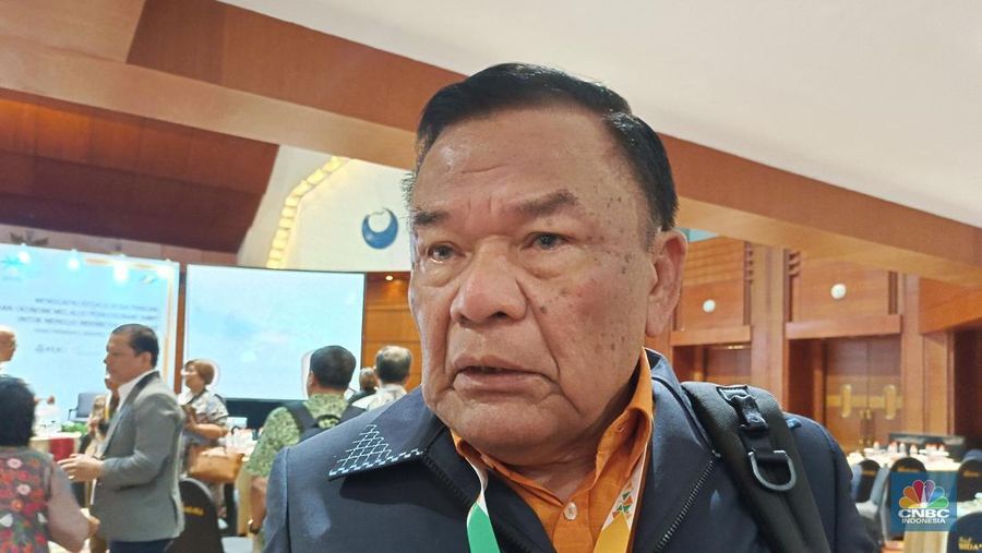 Direktur Eksekutif Gabungan Industri Minyak Nabati Indonesia (GIMNI), Sahat Sinaga saat ditemui usai Seminar Rumah Sawit Indonesia (RSI) di Jakarta, Senin (18/11/2024). (CNBC Indonesia/Martyasari Rizky)