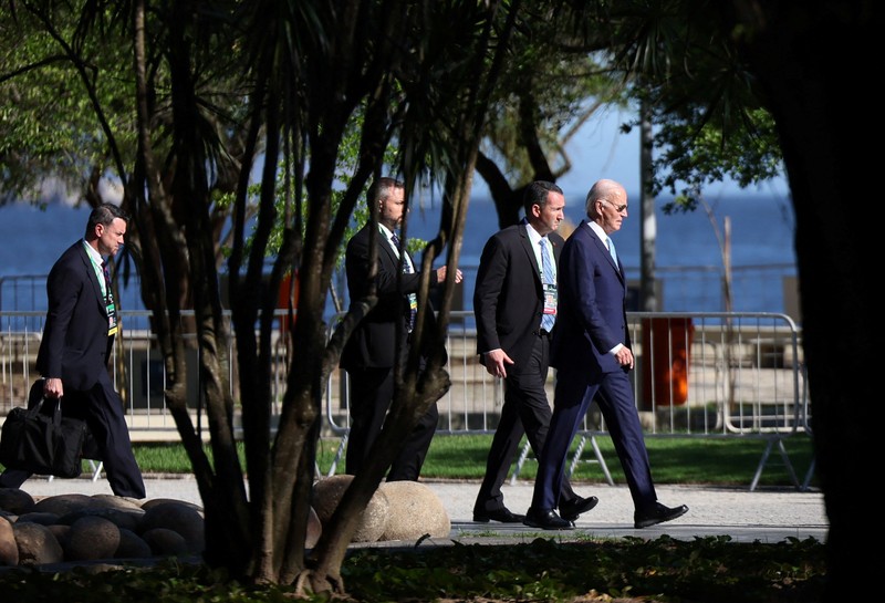 Para pemimpin G20 menghadiri acara peluncuran Aliansi Global Melawan Kelaparan dan Kemiskinan pada KTT G20 di Museum Seni Modern di Rio de Janeiro, Brasil pada Senin, 18 November 2024. Para pemimpin G20 menghadiri acara peluncuran Aliansi Global Melawan Kelaparan dan Kemiskinan pada KTT G20 di Museum Seni Modern di Rio de Janeiro, Brasil pada Senin, 18 November 2024. (REUTERS/Leah Millis)